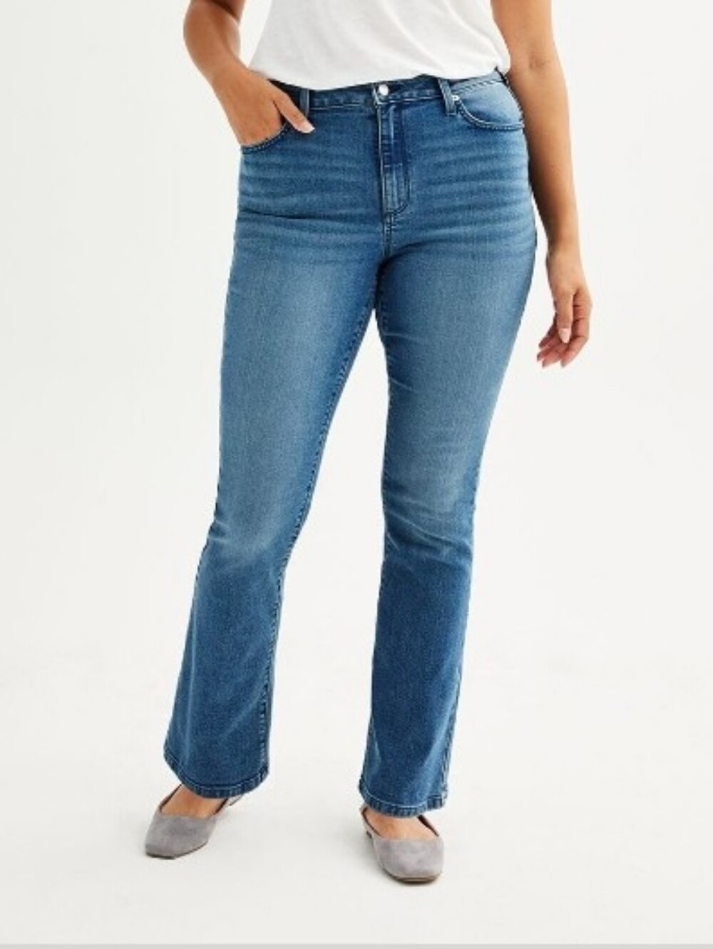 Sonoma Women Blue High-Rise Curvy Bootcut Jeans, Size 14